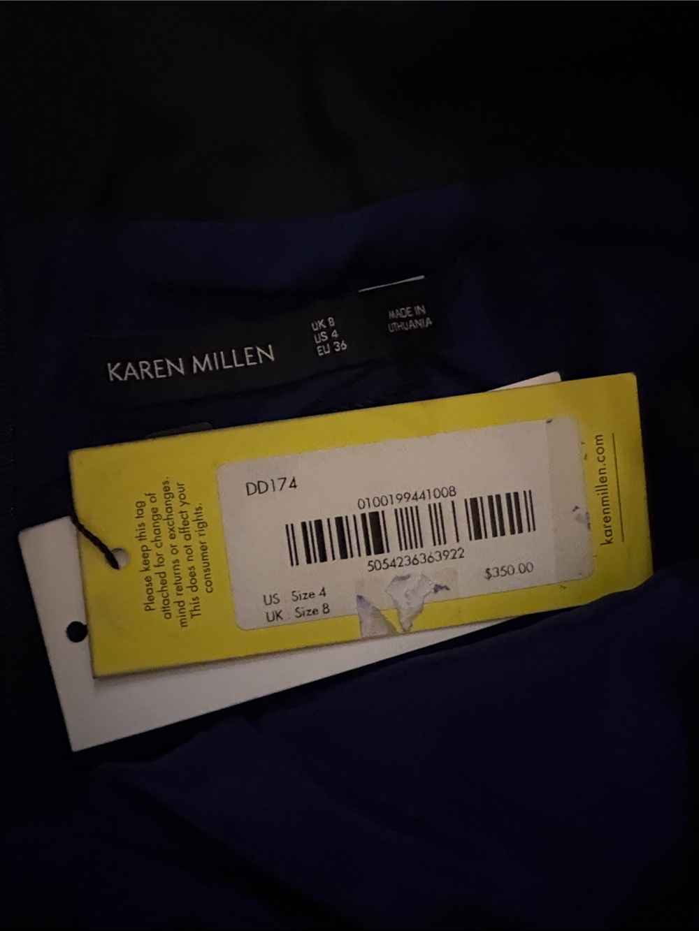 Karen Millen Velvet Bardot Mini Dress in Navy SZ US 4 NWT - Picture 7 of 8